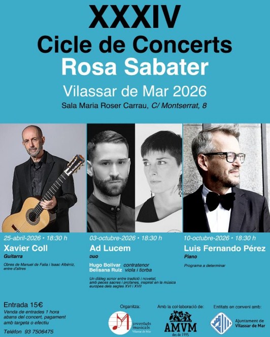 El dueto Ad Lucem actúa el 3 de octubre en Vilassar de Mar dentro del XXXIV Ciclo Rosa Sabater. Música del Renacimiento al Barroco. Entrada 15 €.